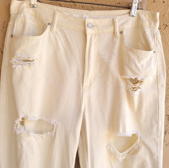 BONGO Vintage 90's Yellow Distressed Straight Leg Jeans - Picture 4 of 7